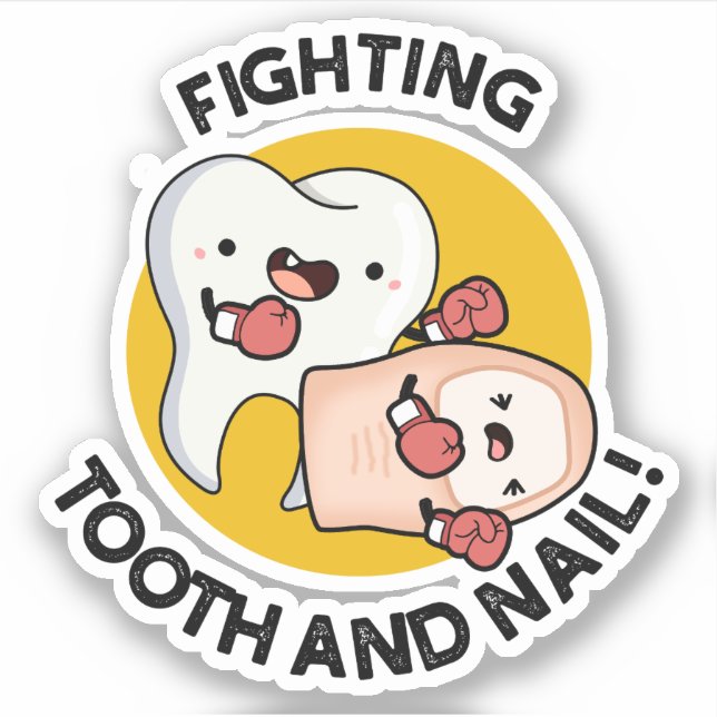 Sticker Combattre Des Puns De Boxe Drôle Pour Les Dents Et (Devant)