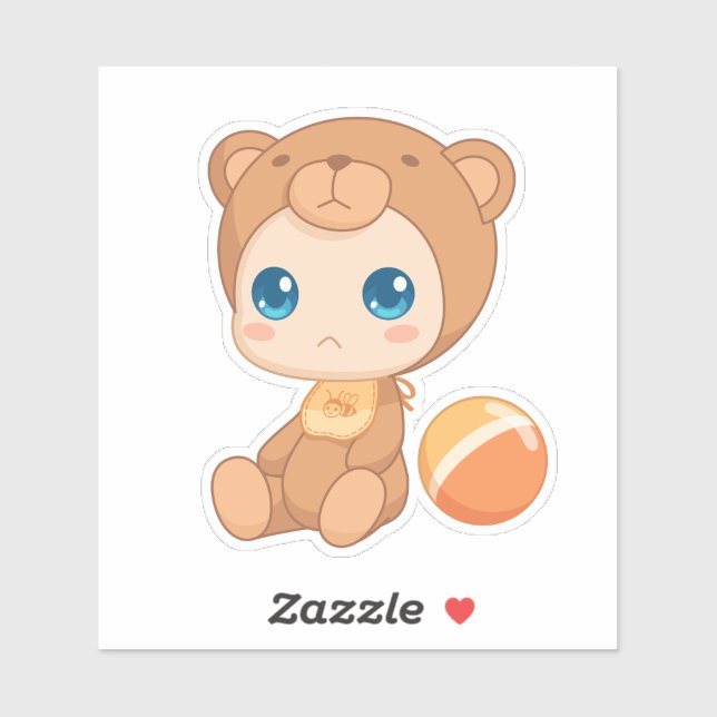 Sticker Combinaison pour bébé garçon fille ours (Feuille)