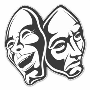 Sticker Comédie Tragédie théâtrale masques masquer la vie