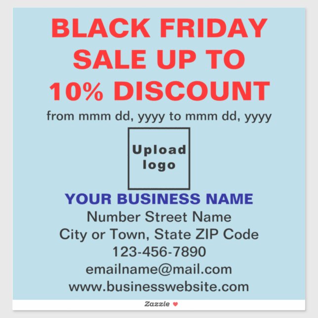 Sticker Commerce noir Vendredi Vente sur bleu clair (Feuille)