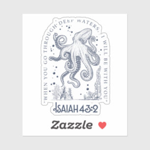 Sticker Conception chrétienne de la pieuvre Eaux profondes