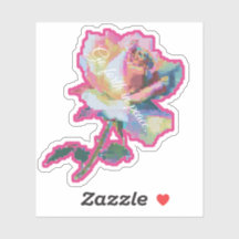 Conception d'autocollant Fleur Rose Pixel Glitch