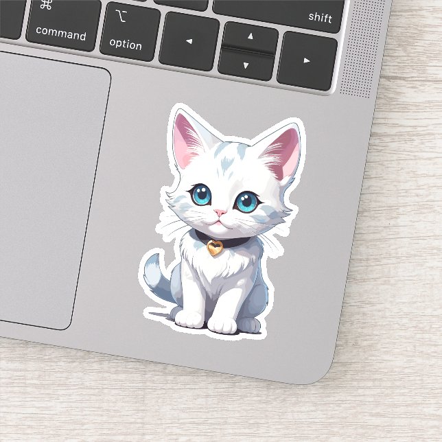 Sticker Conception de chat blanc charmant (Détail)