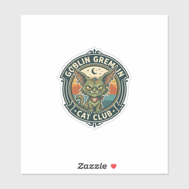 Sticker Conception de chat mignon de lutin gremlin - Gobel (Feuille)