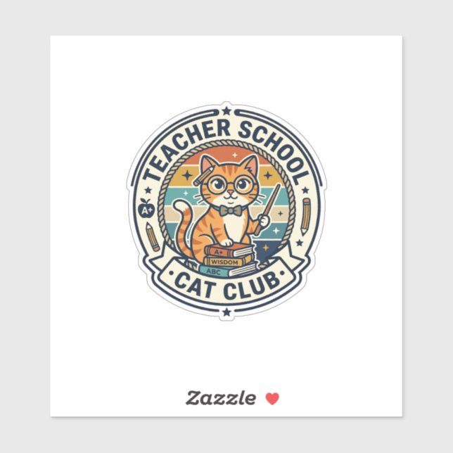 Sticker Conception de chat mignon de professeur d'école -  (Feuille)