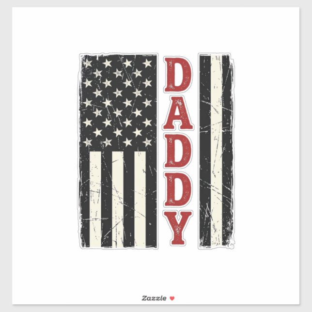 Sticker Conception de chemise Drapeau Américain Papa en dé (Feuille)