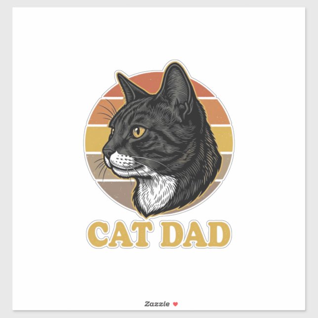 Sticker Conception de chemise pour papa de chat rétro vint (Feuille)