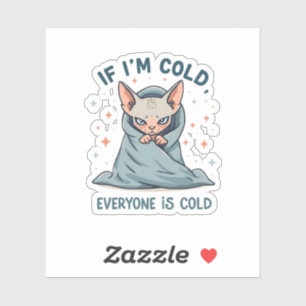 Sticker Conception de dessin animé d'humour froid de chat