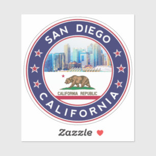 Sticker Conception de San Diego avec Drapeau de Californie