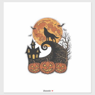 Sticker Conception de T-shirt de citrouille de lune de lou