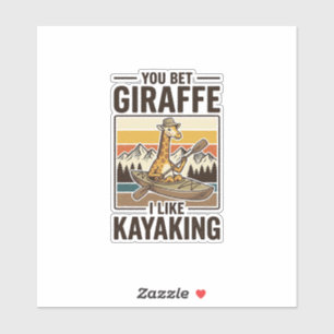 Sticker Conception de T-shirt drôle vintage de kayak giraf