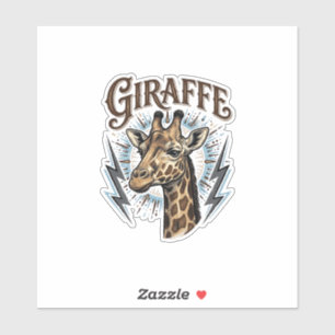 Sticker Conception de T-Shirt Foudre Girafe Gravée Vintage