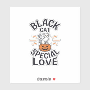 Sticker Conception de vecteur de chat noir d'amour spécial