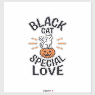 Sticker Conception de vecteur de chat noir d'amour spécial