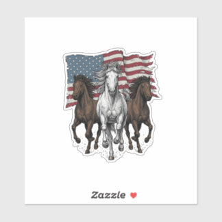 Sticker Conception vectorielle de chevaux courant patrioti