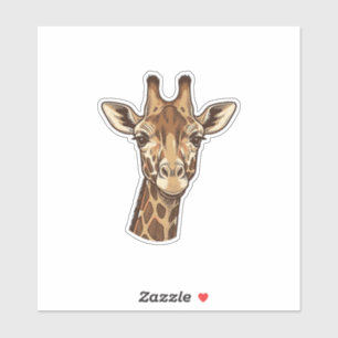 Sticker Conception vectorielle de tête de girafe gravée vi