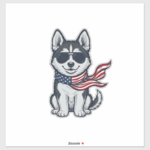 Sticker Conception vectorielle vintage d'un chiot husky pa