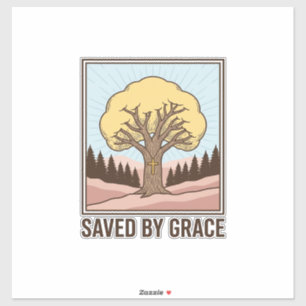 Sticker Conçu par Saved by Grace Christian Tree Vintage Sh