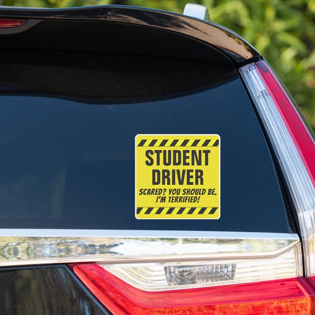 Sticker Conducteur étudiant Drôle parent adolescent Decal (student driver funny car window decal sticker)