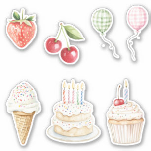 Sticker Cône de Glace Anniversaire Confettis Points Coloré
