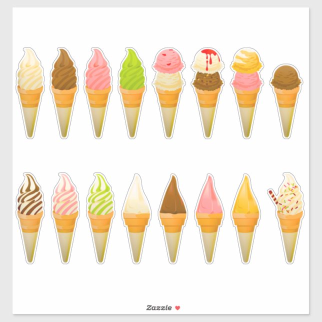 Sticker cônes de crème glacée (Feuille)