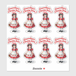 Sticker Confiture de cerises de grand-mère - Vintage - 8 é