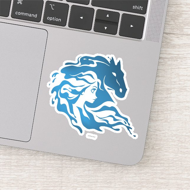 Sticker Congelé 2 : Elsa et le Nokk Aquarelle Silhouette (Détail)