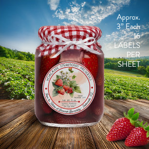 Sticker Conservation de confiture de fraises maison 3 en 1
