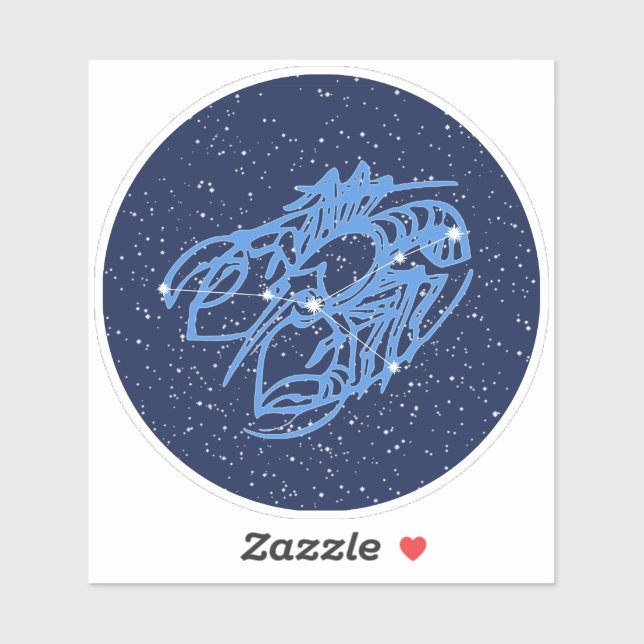 Sticker Constellation du cancer et signe zodiaque avec éto (Feuille)