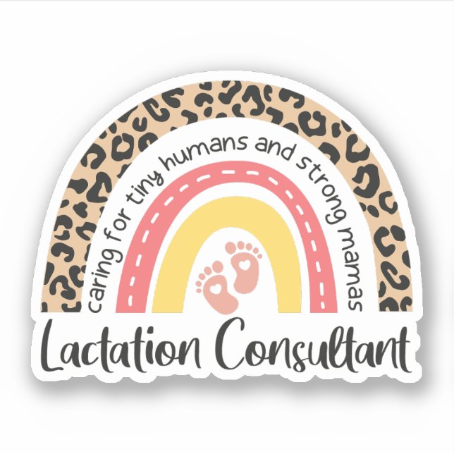 Sticker Consultant en lactation Leopard Arc-en-ciel Allait (Devant)