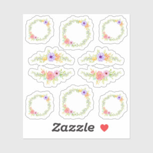 Sticker Conte de fée de Whimsical Rose couronne et frontiè