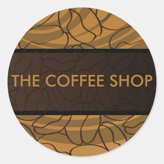 Sticker Contemporain, Amusant & Coloré Café Bean. (Devant)