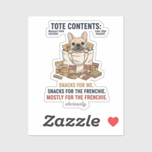 Sticker Contenu du sac fourre-tout pour Bouledogue Françai