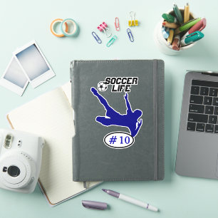 Sticker Contour de vie de soccer bleu