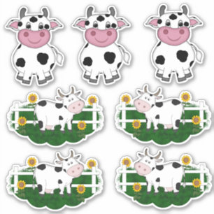 Sticker Contour Vache Cartoon Asst.
