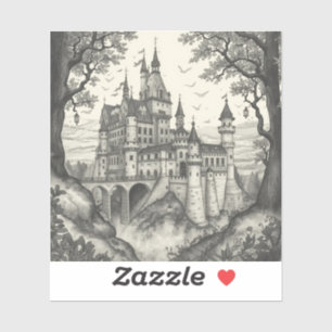 Sticker contours de châteaux de contes de fées et de terre