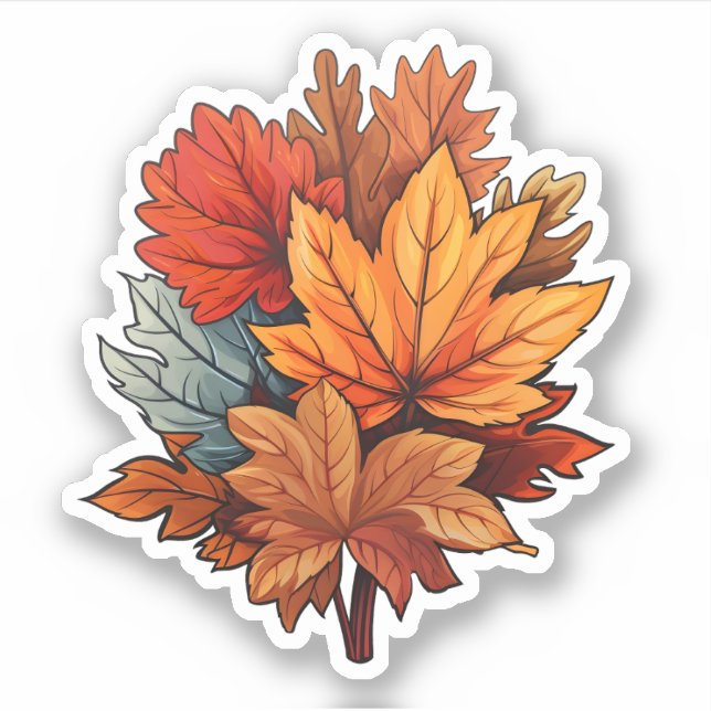 Sticker Cool Automne Couleurs Feuilles Thanksgiving Fall M (Devant)