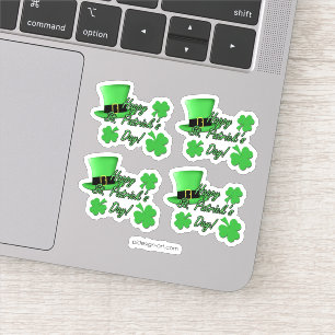 Sticker Cool fun Chapeau vert haut Shamrocks St Patricks D