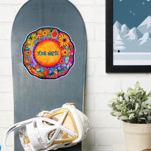 Sticker Cool Fun Floral Personnalisé Nom tendance Inspiriv