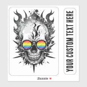 Sticker Cool Grunge Rainbow Pride Flammes crâniennes