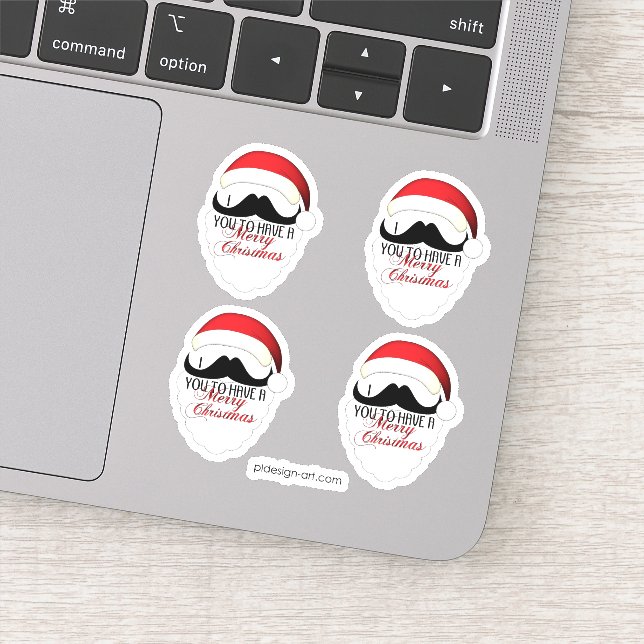 Sticker Cool Je te moustache pour avoir un Joyeux Noël (Détail)