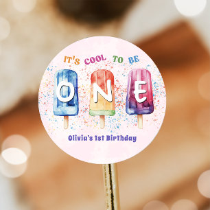 Sticker cool One Pink Popsicle 1er Anniversaire
