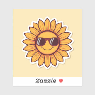 Sticker Cool Sunflower with Sunglasses 