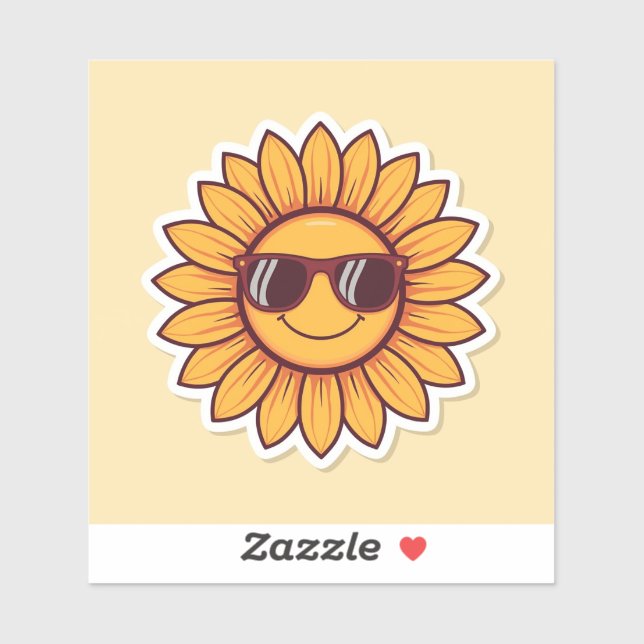 Sticker Cool Sunflower with Sunglasses  (Feuille)