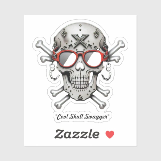 Sticker "Cool Swagger crâne" (Feuille)