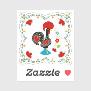 Sticker Coq traditionnel du Portugal en noir