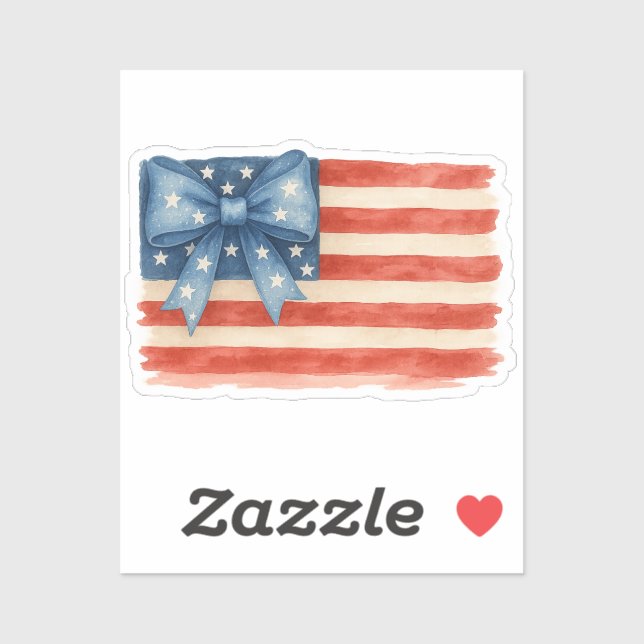 Sticker Coquette Bow American Flag 4 juillet (Feuille)