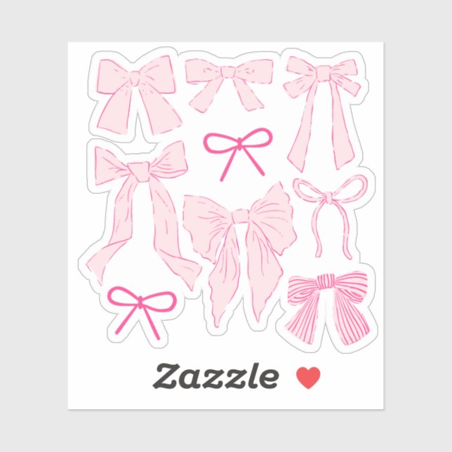 Sticker Coquette Pink Bows romantique (Feuille)