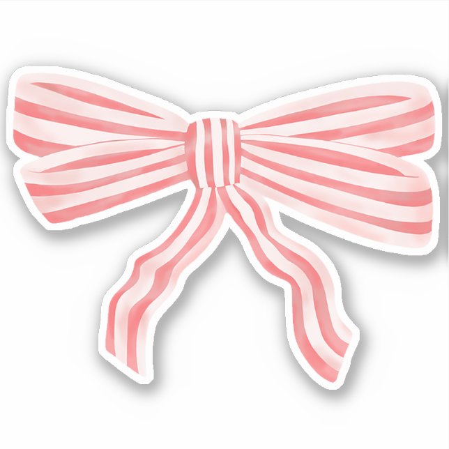 Sticker Coquette Pink Strited Bow (Devant)