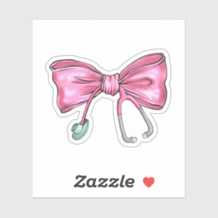 Sticker Coquette rose Infirmière Stethoscope Bow